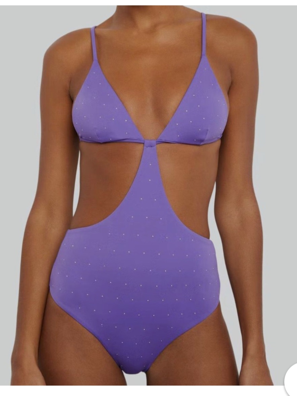 Onia Purple Rhinestone Cutout One-Piece Swim